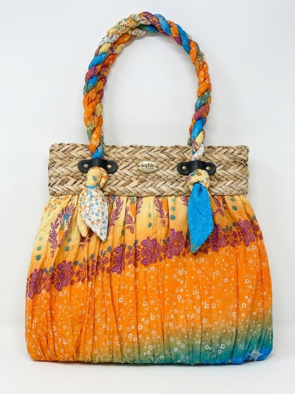 CAPELLI Straworld Boho Orange Gradient Braided Handle Bag